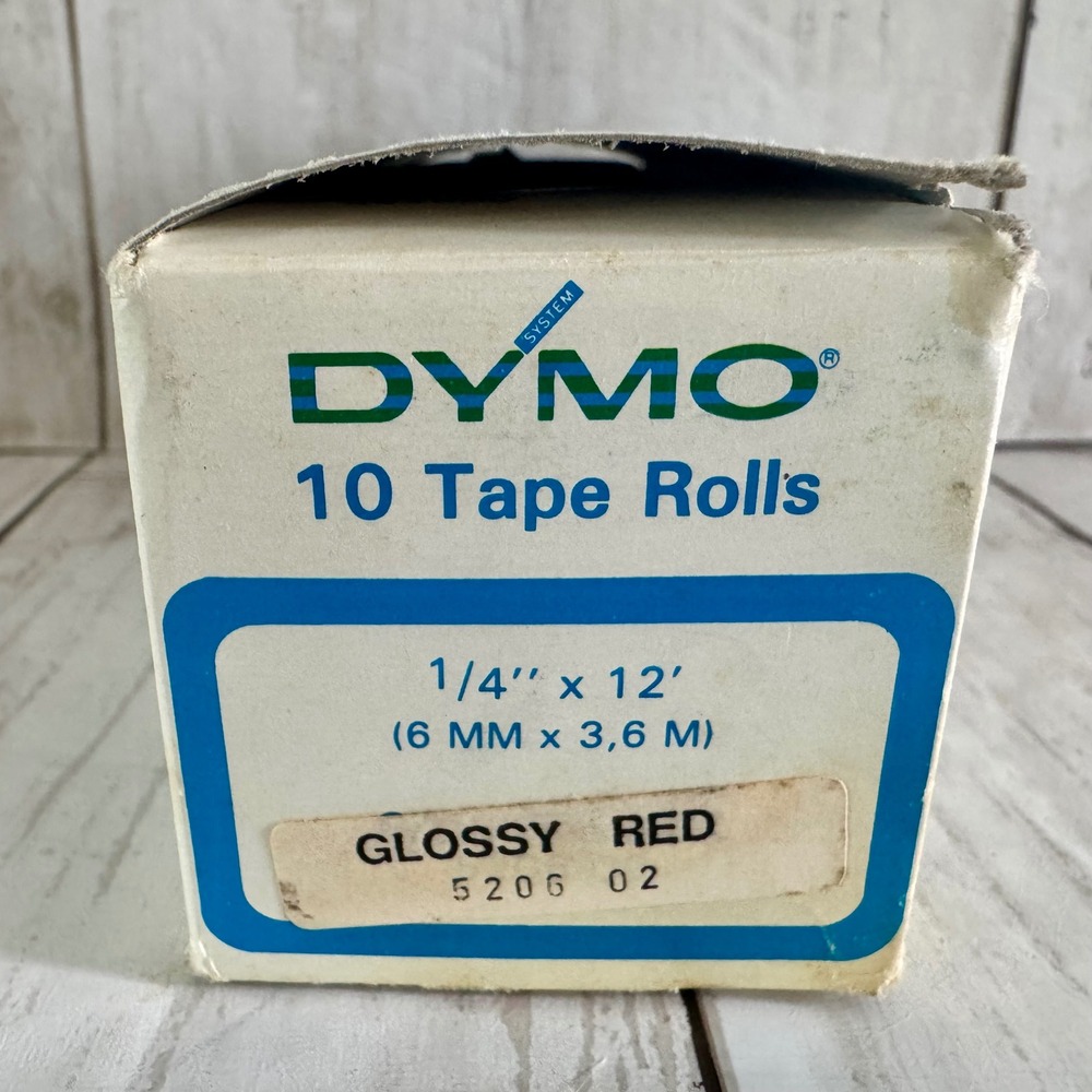 Vintage Dymo Glossy Red Embossing Label Tape 1/4" x 12' ~  9 Rolls NOS 5206 02 - Picture 2 of 8